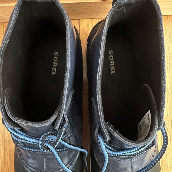 Sorel Size 6.5 Navy Blue Out N About Waterproof Leather Insulated Duck Rain Boot - Picture 12 of 13